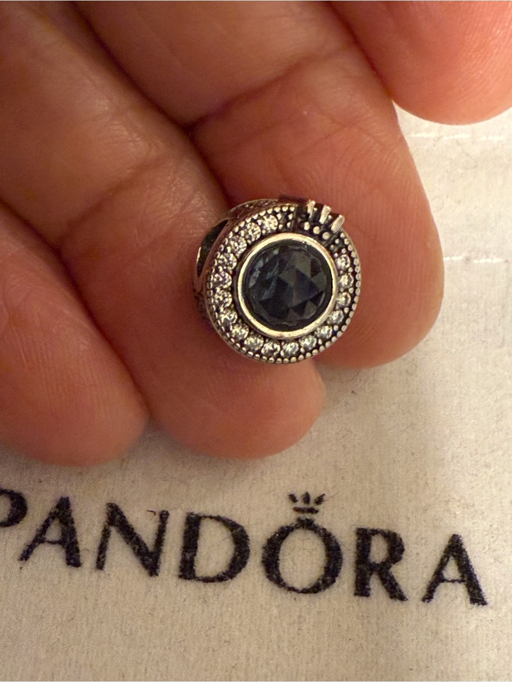 Pandora Silver Blue Faceted Crystal Halo Charm - Picture 6 of 15
